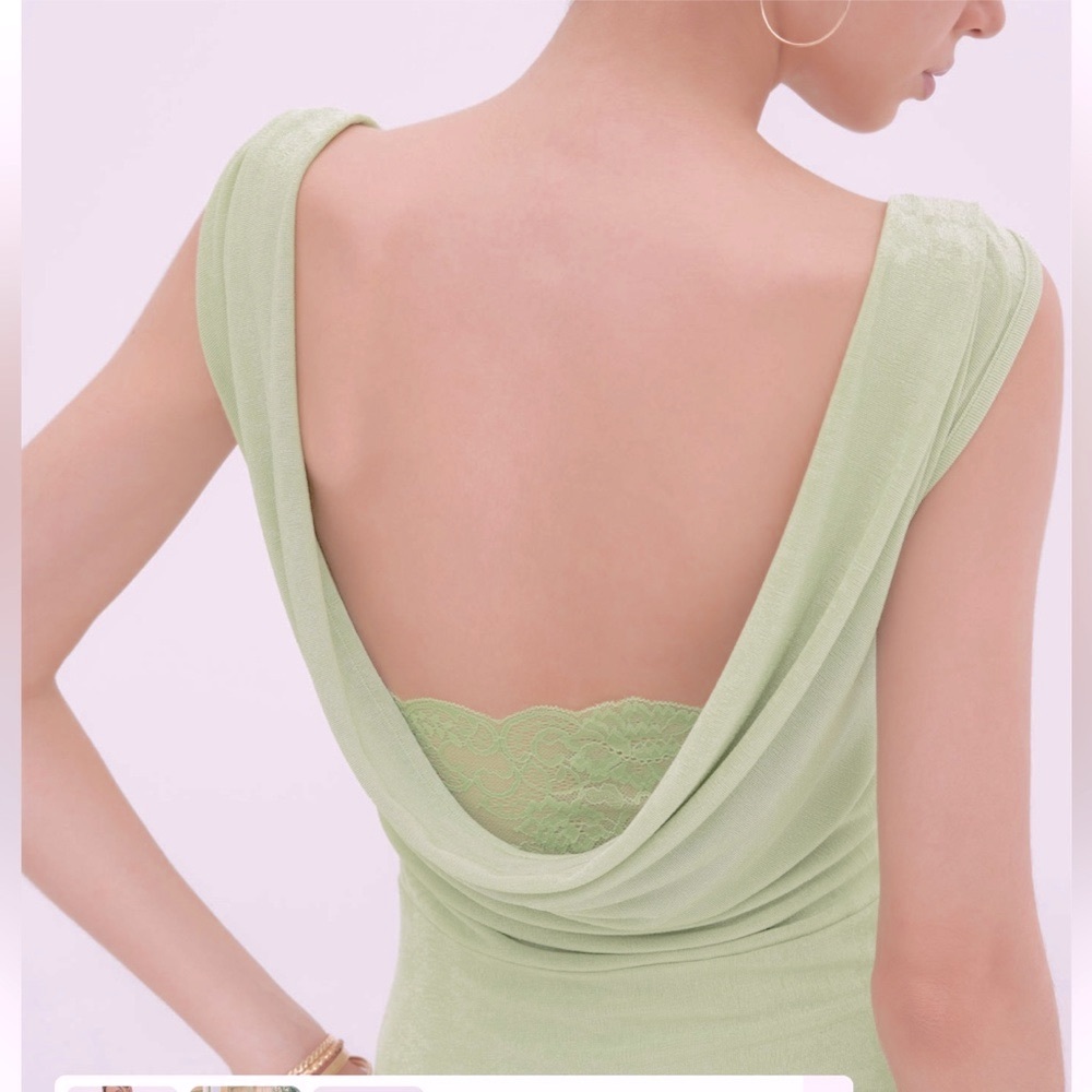 Cider Boatneck Lace Backless Mini